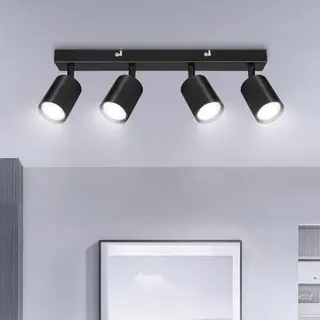 Ketom LED Deckenstrahler Schwarz, 4-flammige schwenkbare Deckenlampe für Küche und Wohnzimmer