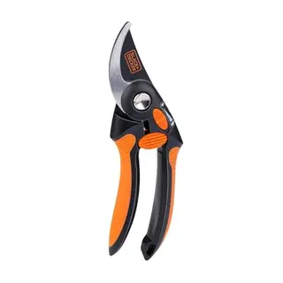 BLACK+DECKER Gartenschere mit ergonomischem Griff, 13 mm Schnittkapazität, schwarz/orange