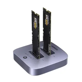 UGREEN Dockingstation für Festplatten, 20Gbps, NVMe Dual Bay, Offline-Klonen