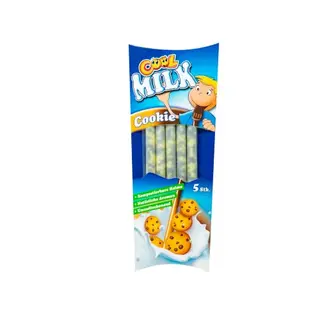 Cool Milk ÖKO Trinkhalme – 5er Pack, kompostierbare, Cookie-Geschmack, plastikfrei & nachhaltig