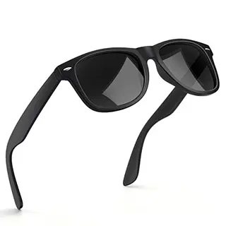 wearPro Retro Sonnenbrille für Herren und Damen - Polarisierter UV400 Schutz - Klassisch Eckig, schwarz-grau