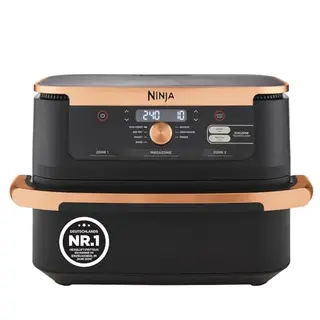 Ninja Foodi FlexDrawer Air Fryer 7-in-1, 10,4 Liter, herausnehmbarer Trenner, antihaftbeschichtet, spülmaschinenfest, Schwarz/Kupfer