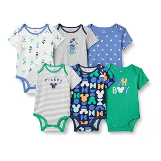 Amazon Essentials Disney & Marvel Unisex Baby Kurzarm Bodys, 6er-Pack, Mickey Oh Boy