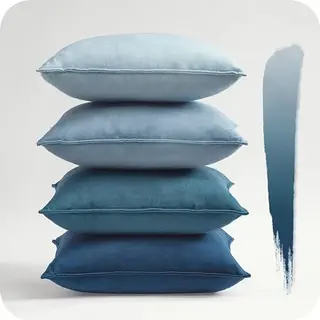 Topfinel Kissenbezug 50x50 cm, blau, 4er Set, flauschig, für Sofa, Schlafzimmer und Wohnzimmer