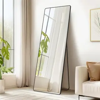 SONGMICS Ganzkörperspiegel, 160 x 50 cm, Standspiegel für Schlafzimmer, Wohnzimmer, Garderobe - Schwarz