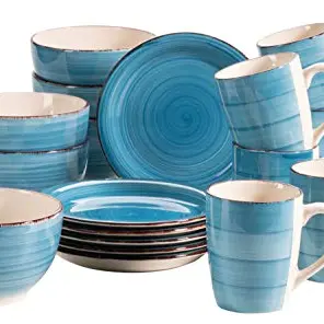 MÄSER 931601 Bel Tempo II Frühstück-Service für 6 Personen, 18-teilig, handbemalt, dunkelblau