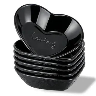 HOMQUEN Dip-Schälchen, 6er-Set, 90 ml, herzförmige Mini-Vorspeisenteller für Soßen, Gewürze, Sushi, Ketchup & Grillpartys