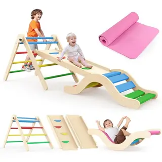 Montessori Indoor Spielset: 7-in-1 Klettergerüst mit Rutsche für Kleinkinder (1-3 Jahre)
