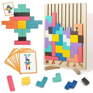 Vunanvu Tetris Holz Puzzle für Erwachsene - 42-teiliges 3D Stapelspiel zur Kreativitätsförderung
