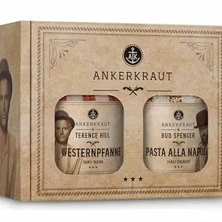 Ankerkraut Bud Spencer & Terence Hill Gewürz-Box mit Westernpfanne und Pasta alla Napoli, Geschenk-Set, 195 g
