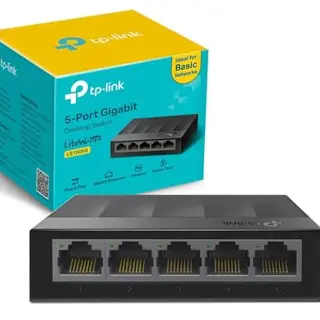 TP-Link LS1005G 5-Port Gigabit Desktop Switch - Plug and Play, energiesparend, schwarz