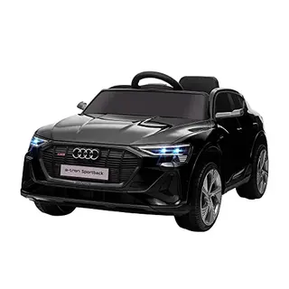 HOMCOM Elektro Kinderauto 12V Audi E-tron mit Fernbedienung, Sicherheitsgurt und Musikfunktion, für 3-5 Jahre, Schwarz