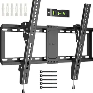 BONTEC Neigbare TV Wandhalterung für 37-82 Zoll Flach & Curved Fernseher, Max 60 kg Kapazität