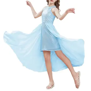 Ärmelloses Chiffon-Partykleid für Mädchen mit Pailletten in Hellblau, Größe 12-14 Jahre