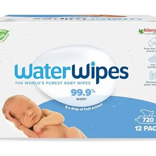 WaterWipes Reinigungstücher für Babys, 720 Stück, 99,9 % wasserbasiert, unparfümiert, ideal für empfindliche Haut