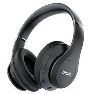 Uliptz Bluetooth Kopfhörer, kabellos, 65 Stunden Spielzeit, faltbar, HiFi-Stereo, für Reisen, Büro, Handy, PC (Schwarz)