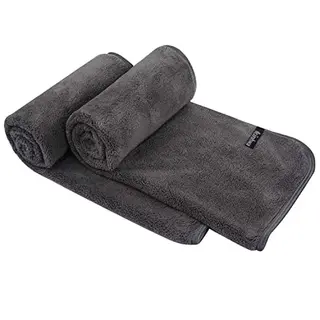 KinHwa 2er Pack Mikrofaser Handtücher, stark wasserabsorbierend, schnelltrocknend, 40 x 76 cm, Dunkelgrau