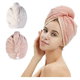 M-bestl Haarhandtuch Turban mit Knöpfen, Mikrofaser, 2er-Pack