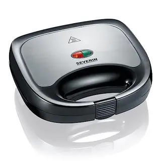 SEVERIN Sandwichmaker für 2 Sandwiches, Antihaftbeschichtung, 600 W, Edelstahl schwarz, SA 2969
