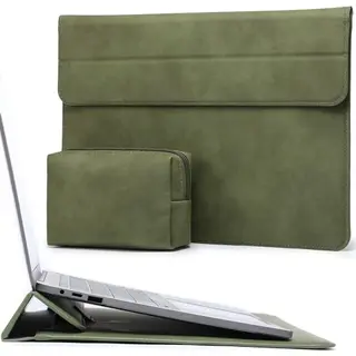 HYZUO 15-16 Zoll Laptop Hülle mit Standfunktion für MacBook Pro, XPS 15 & Samsung Galaxy Book, Olivgrün