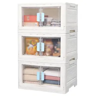 Vunanvu 3er Pack stapelbare Aufbewahrungsbox mit Rollen und Deckel, faltbare Boxen für Büro und Zuhause, 50 L pro Ebene