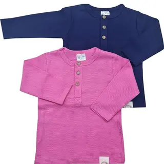 2er-Pack langärmelige Kinder-T-Shirts aus 100% Baumwolle - weiche Essentials für Jungen & Mädchen (12-18 Monate, Khaki - Rosa)