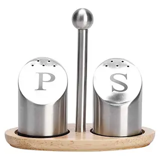 2er Set Gewürzdosen aus Edelstahl mit Halterung für Zucker, Salz, Pfeffer und Gewürze