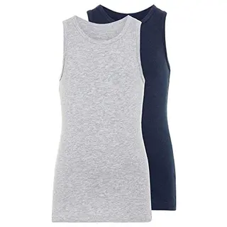 name it Jungen Tank Top 2er-Pack in Grau Melange, Größe 86