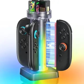 Ladestation für Nintendo Switch mit RGB Licht für 2 Joy-Con und 4 Controller
