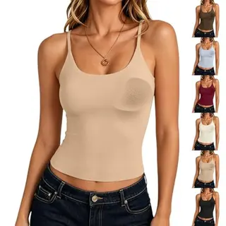 Damen Tank Top mit integriertem BH, Elegant, Bequem, Sommer, Slim Fit, Ärmellos, Verstellbar, Für Yoga und Alltag