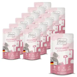 MjAMjAM Katzen-Nassfutter mit Garnelen und Hühnchen, getreidefrei, 12x125g