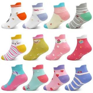 GRPSKCOS Stoppersocken Kinder 12 Paar Rutschfeste Socken für 3-5 Jahre Jungen und Mädchen (Hasenstil)