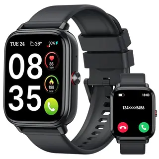 Smartwatch mit Touchscreen, Fitness, Puls, Schlaf, Schrittzähler, IP68, Bluetooth, 112+ Sportmodi