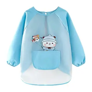 Greyoe Malschürze für Kinder mit Ärmeln - Wasserdicht und Schmutzabweisend (hellblau, XL)