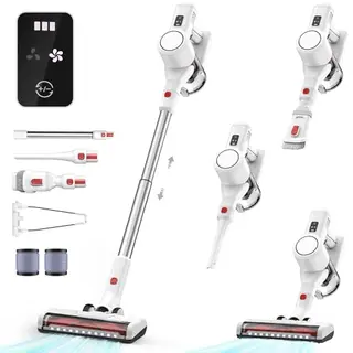 Syntecno Kabelloser Akku-Staubsauger 3-in-1 - Staubsauger für Tierhaare, Teppiche und Hartböden mit Display