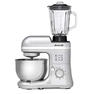 Brandt km650bs - Multifunktionsroboter mit Schüssel 4L und Mixer 1,5L, 6 Geschwindigkeiten + Puls, 650W, Zubehör wie Schneebesen, Schlagzubehör, Pürierer