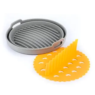 InnovaGoods Klappbarer Silikon-Korb für Heißluftfritteuse - Multifunktional und antihaftbeschichtet, Grau