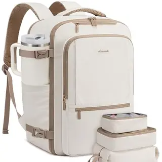 LOVEVOOK Handgepäck Rucksack 40L - Wasserdichter Rucksack für Reisen & Arbeit, Beige