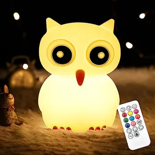 CHWARES Eulen Nachtlicht mit Fernbedienung - 7 Farben, USB wiederaufladbar, süßes Geschenk für Kinder