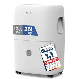 Newentor Luftentfeuchter 25L für 215m³/80m², mit Timer, Filter & Ablaufschlauch, 10 Jahre Garantie