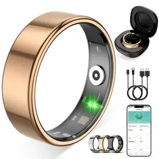 Smart Ring Damen/Herren, 7 Tage Akku, Fitness & Herzfrequenz, Schlaf & Schrittzähler, Wasserdicht, Android/iOS, Roségold