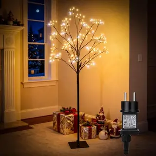 Künstlicher Weihnachtsbaum 1.5M mit 14 weißen LED-Blinklichtern, Lichterkette mit Timer