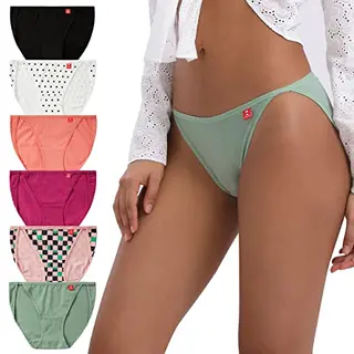 INNERSY Damen Baumwoll-Hipster Pantys 6er Pack (M, Bunter Frühling)