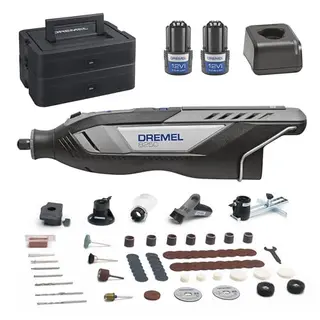 Dremel 8250 Akku-Rotationswerkzeug mit 65 Zubehörteilen, 2 Akkus und Ladegerät für vielseitige Anwendungen
