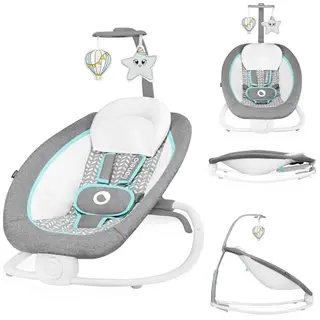 LIONELO Pascal Baby Wippe mit sanften Vibrationen, 5 Melodien und Spielzeugkarussell (GREY SCANDI)