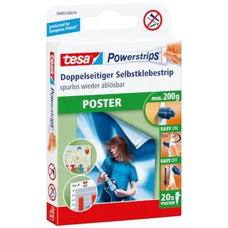 tesa Powerstrips POSTER - 1 x 20 doppelseitige Klebestreifen