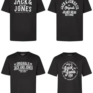 JACK & JONES Herren T-Shirt 4er Set Rundhals Kurzarm Sommer, Größe S, Farbe Pack 5