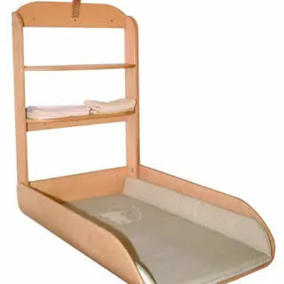 roba Wandwickeltisch natur - Klappbares Wickelregal aus gebogenem Holz mit Bärenmotiv, 1 Stück (1er Pack)