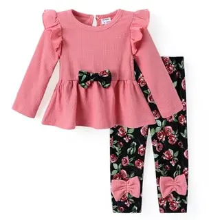 PATPAT Baby Bekleidungsset für Mädchen - Langarm Shirt Kleid & Hose, 1. & 2. Geburtstag, Baby Outfit (3-24 M)