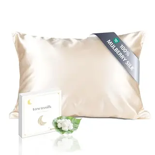 townssilk Kissenbezug aus 100 % Maulbeerseide, 40 x 80 cm, taupe, für Haut und Haar